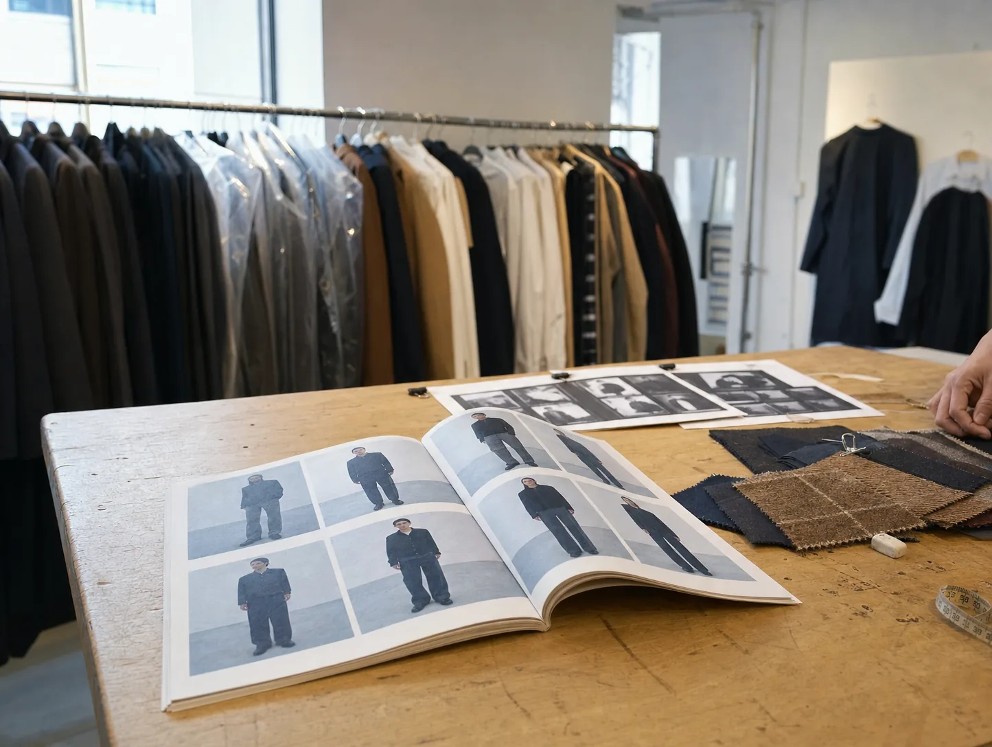 服装工作室中的品牌型录展示